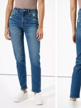 American Eagle AEO Mom Jeans Stretch Cotton High Waisted Rise 90s Size 4 Denim